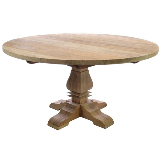Vintage Solid Mahogany Round Dining Table - 150cm