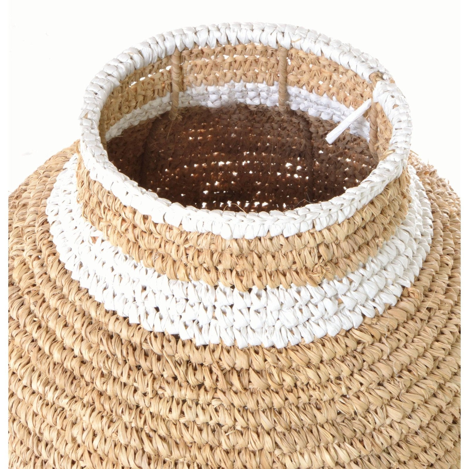 Woven Urn Basket with Broad Stripes