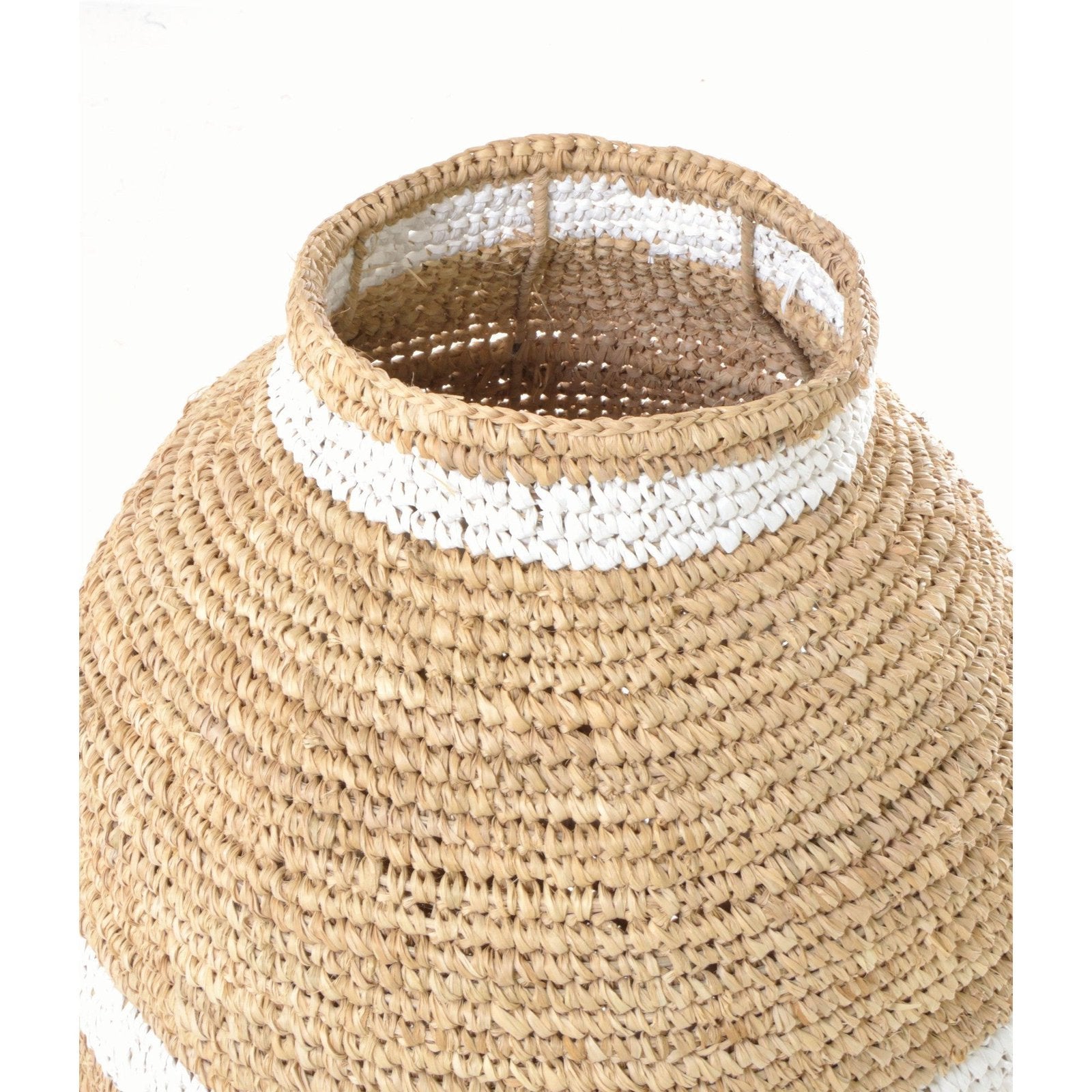 Woven Urn Basket with Narrow Stripes