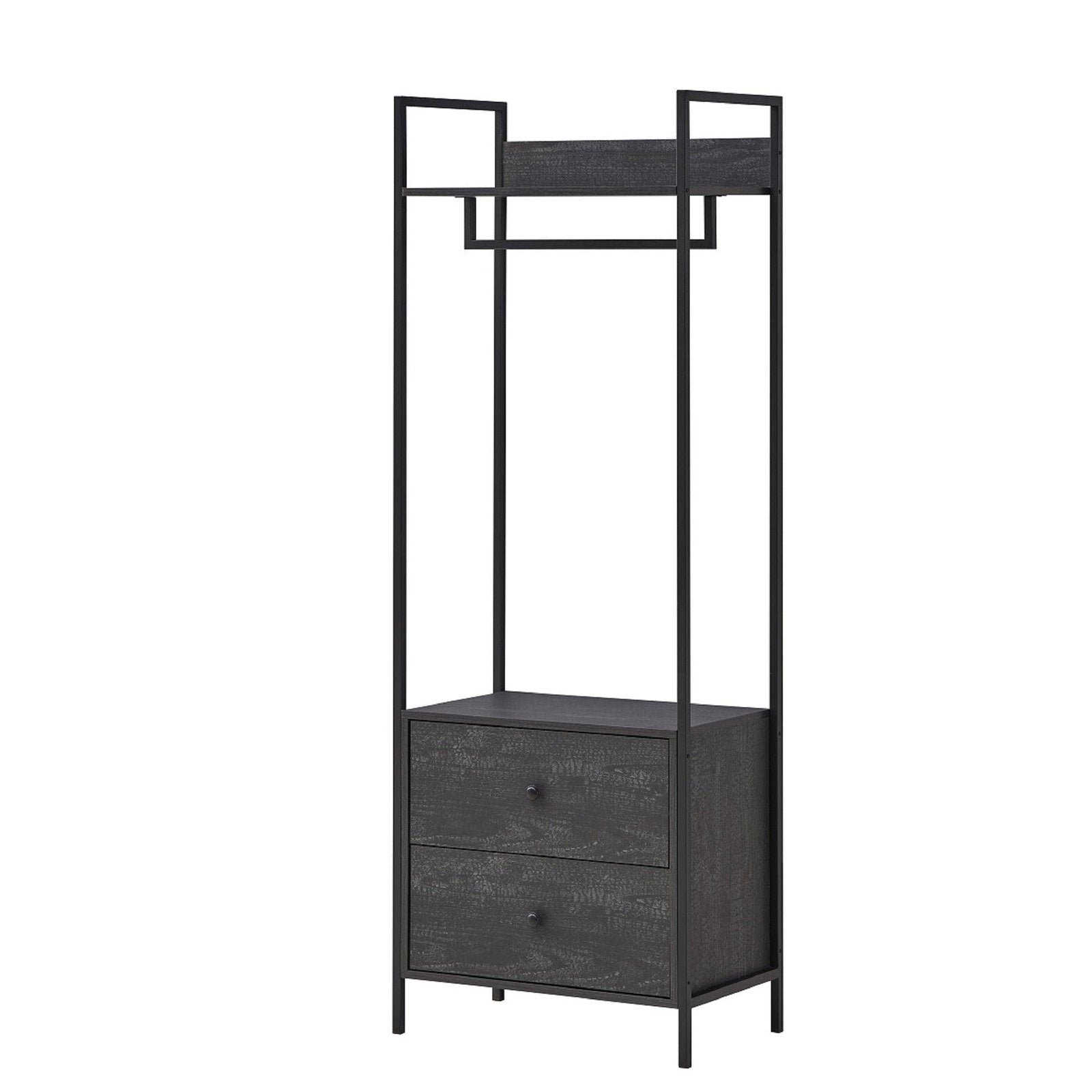 Zahra Open Wardrobe with 2 Drawers and Hanging Rail