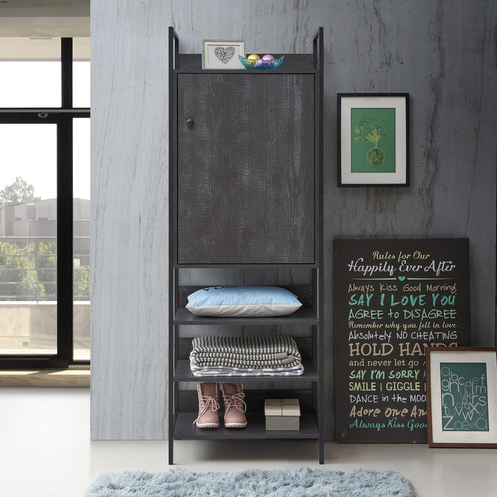 Zahra Storage Cabinet with 1 Door & 3 Shelves