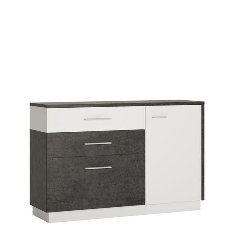 Zingaro 1 Door 2 Drawer & 1 Compartment Sideboard in Slate Grey and Alpine White