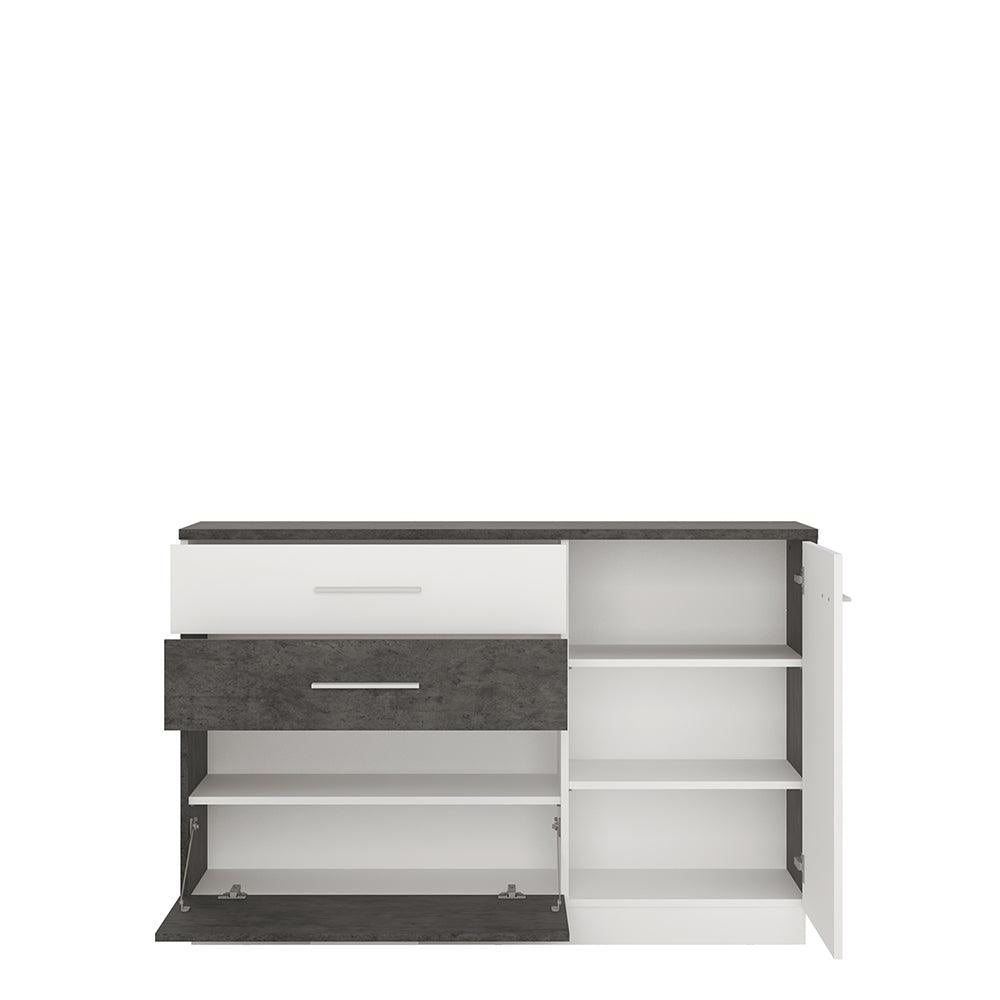 Zingaro 1 Door 2 Drawer & 1 Compartment Sideboard in Slate Grey and Alpine White