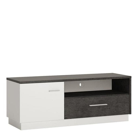 Zingaro 1 Door 1 Drawer TV cabinet in Slate Grey and Alpine White