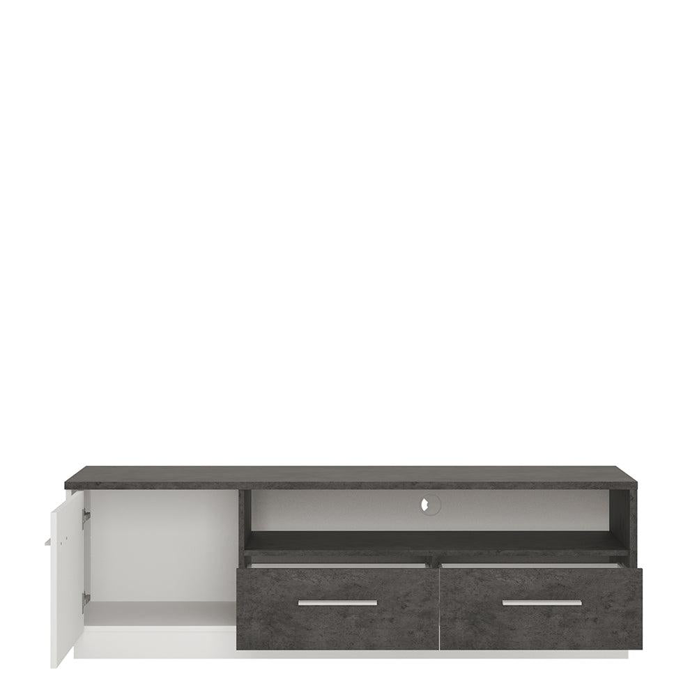 Zingaro 1 Door 2 Drawer Wide TV Cabinet in Slate Grey and Alpine White
