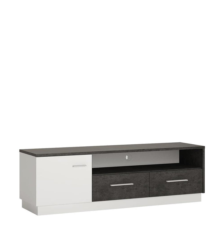 Zingaro 1 Door 2 Drawer Wide TV Cabinet in Slate Grey and Alpine White