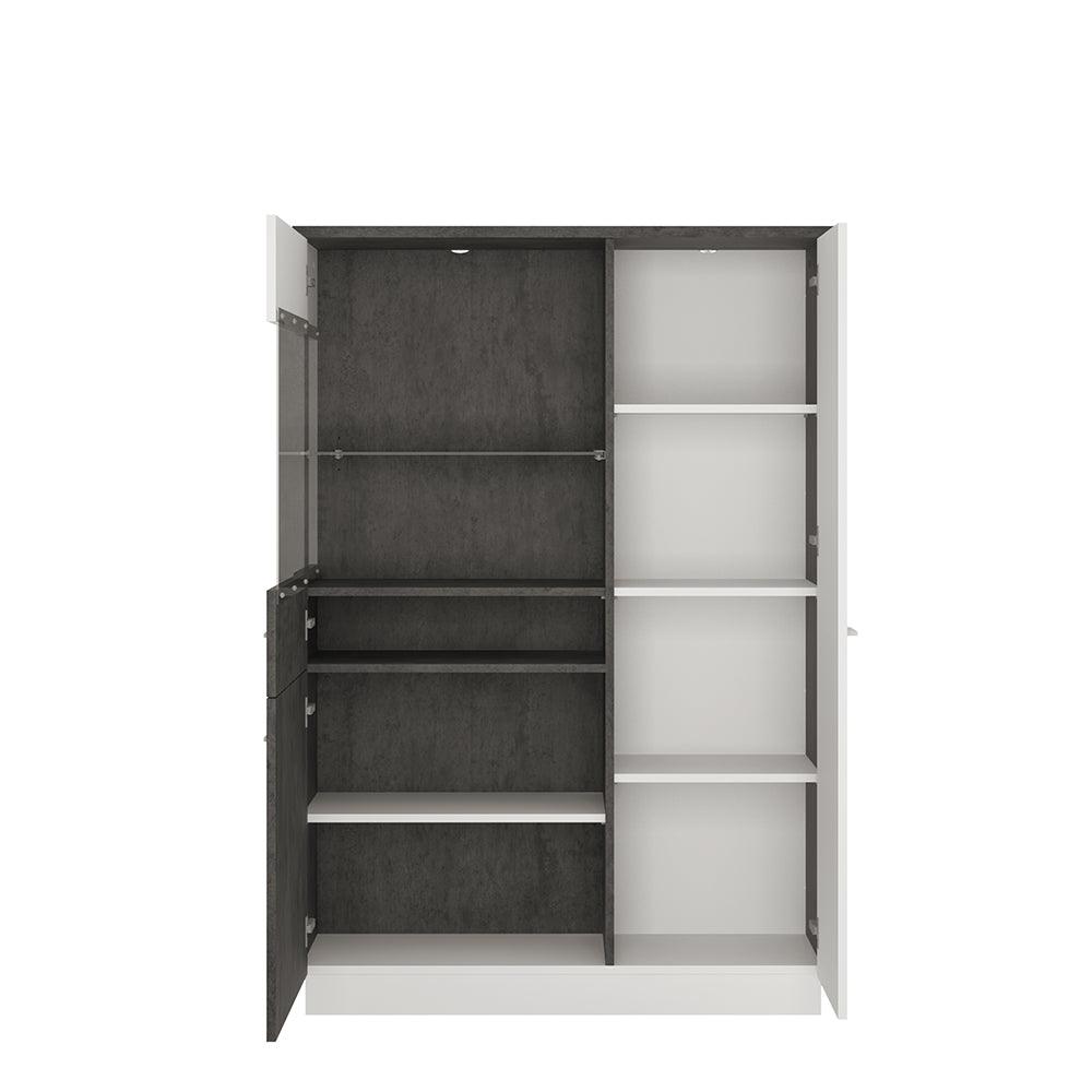 Zingaro Low Display Cabinet in Slate Grey and Alpine White