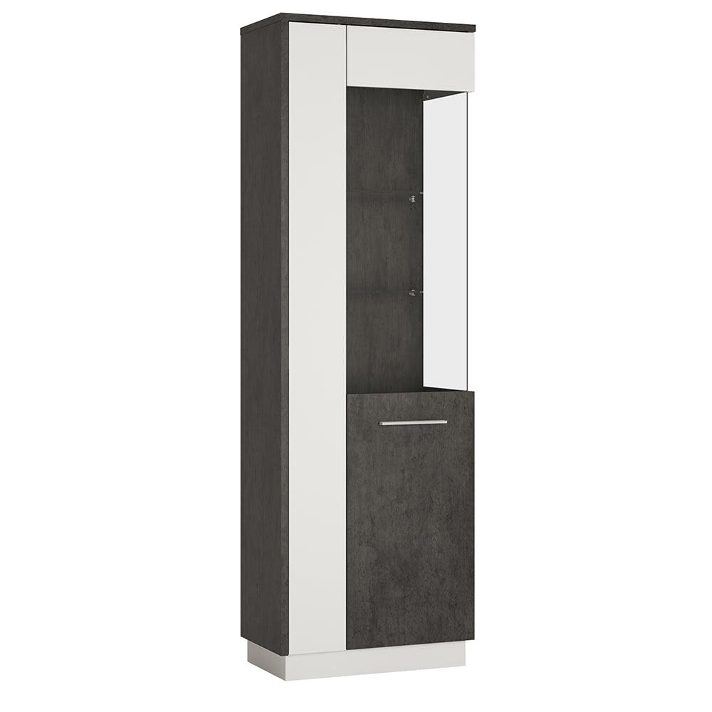 Zingaro Tall Glazed Display Cabinet in Slate Grey and Alpine White
