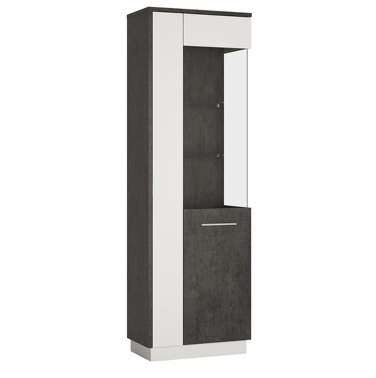 Zingaro Tall Glazed Display Cabinet in Slate Grey and Alpine White