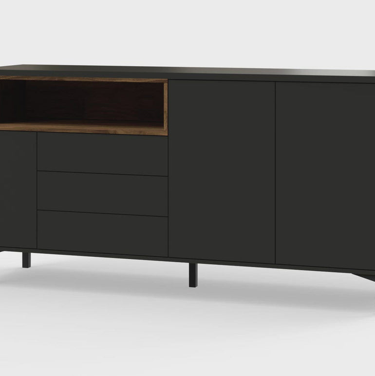 Roomers Modern Sideboard with 3 Drawers and 3 Doors - Scratch & Temperature Resistant Laminated Board - Handle-Free Design - PEFC Certified Sustainable Wood -