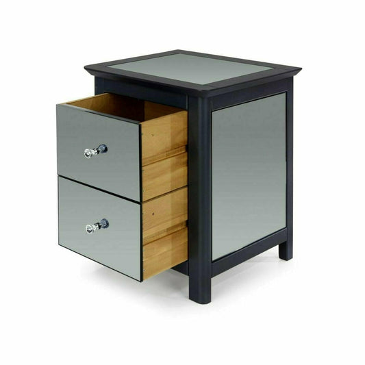 Ayr Mirrored 2 Drawer Bedside Cabinet