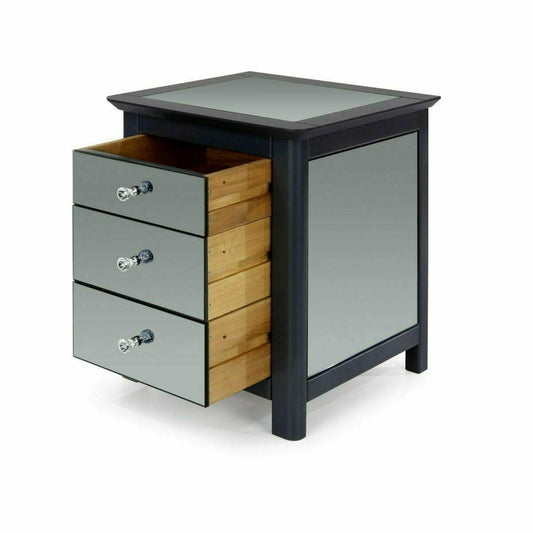 Ayr Mirrored 3 Drawer Bedside Cabinet