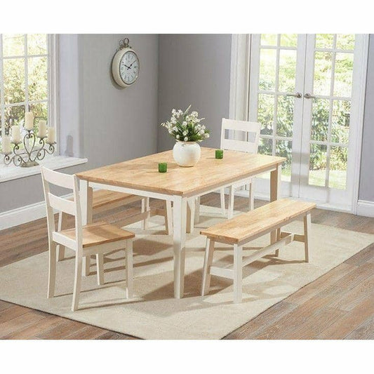 Chichester 150cm Oak Dining Table + 4 Chairs + 1 Large Bench