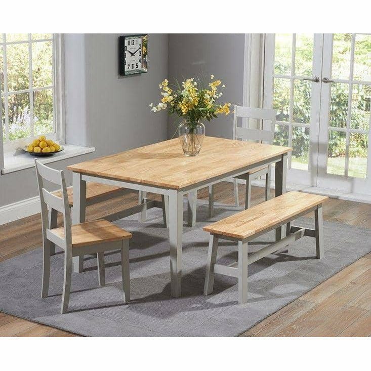 Chichester 150cm Oak Dining Table + 4 Chairs + 1 Large Bench