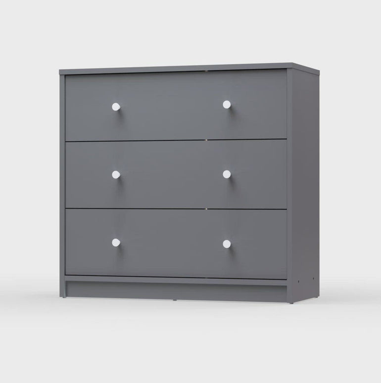 May Collection Contemporary 3-Drawer Chest - Scratch & Moisture Resistant Laminated Board - Easy Assembly - Made in Denmark - 724x683x301mm