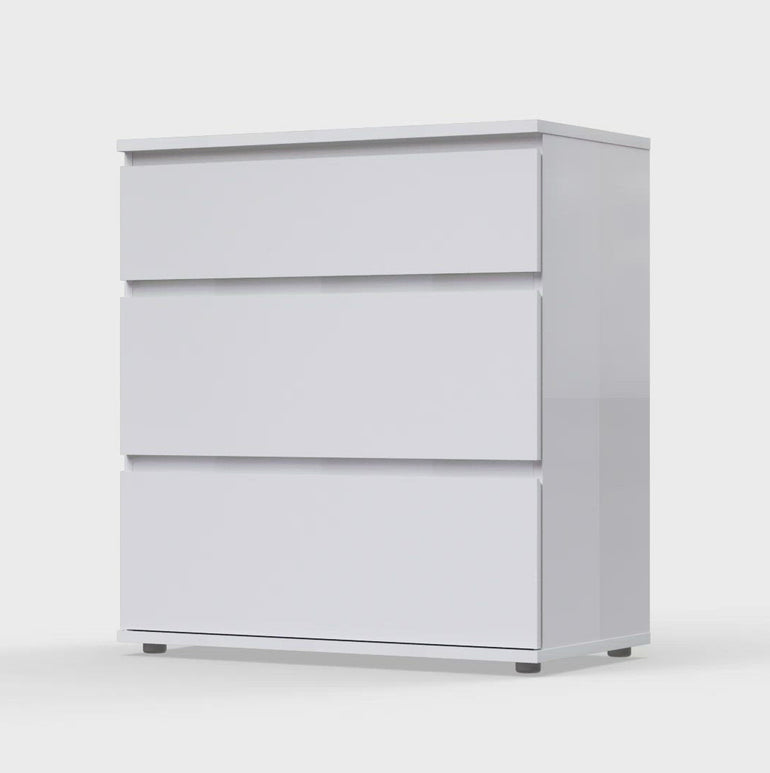 Nova Modern Handle-less 3-Drawer Chest - Scratch & Moisture Resistant Laminated Board - Sustainable Wood - Made in Denmark - 768W x 837H
