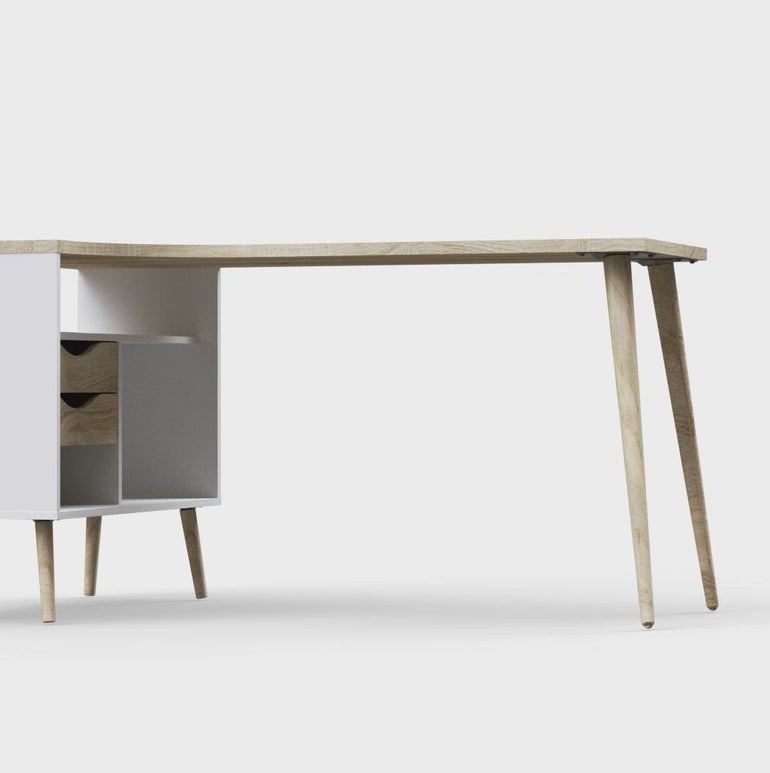 Scandinavian Style Oslo 2-Drawer Desk - Sustainable Wood with High-Quality Laminated Board - Easy Assembly - Made in Denmark